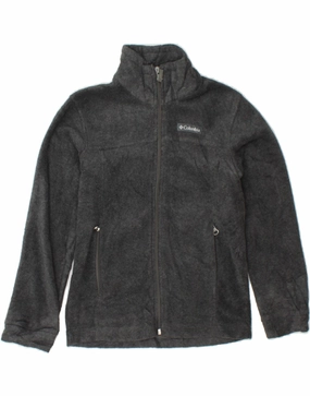 COLUMBIA Boys Fleece Jacket 7-8 Years Small Grey Polyester Lightweight Padding Multi Pocket System