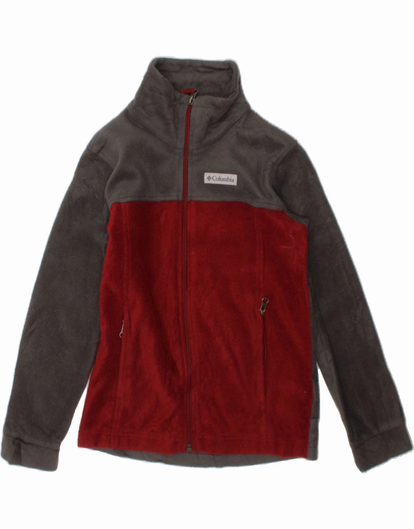 Fantasize OdorControl Treatment COLUMBIA Boys Fleece Jacket 7-8 Years Small Red Colourblock Polyester