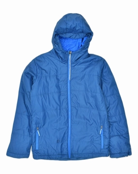 Seasonal Function Hiking Jacket COLUMBIA Boys Hooded Padded Jacket 15-16 Years XL Blue Polyester
