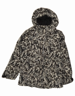 City Layer COLUMBIA Boys Hooded Windbreaker Jacket 10-11 Years Medium Grey Geometric