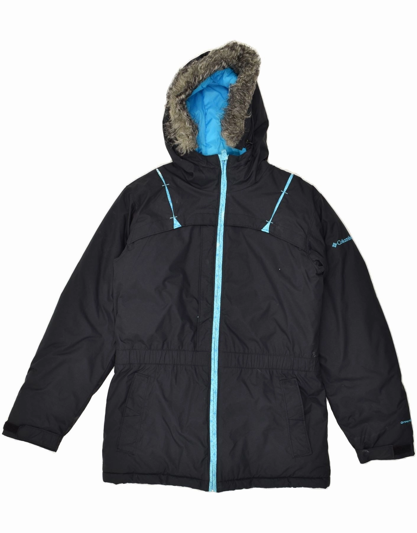 Eyeshadow COLUMBIA Boys Hooded Windbreaker Jacket 14-15 Years Black Nylon