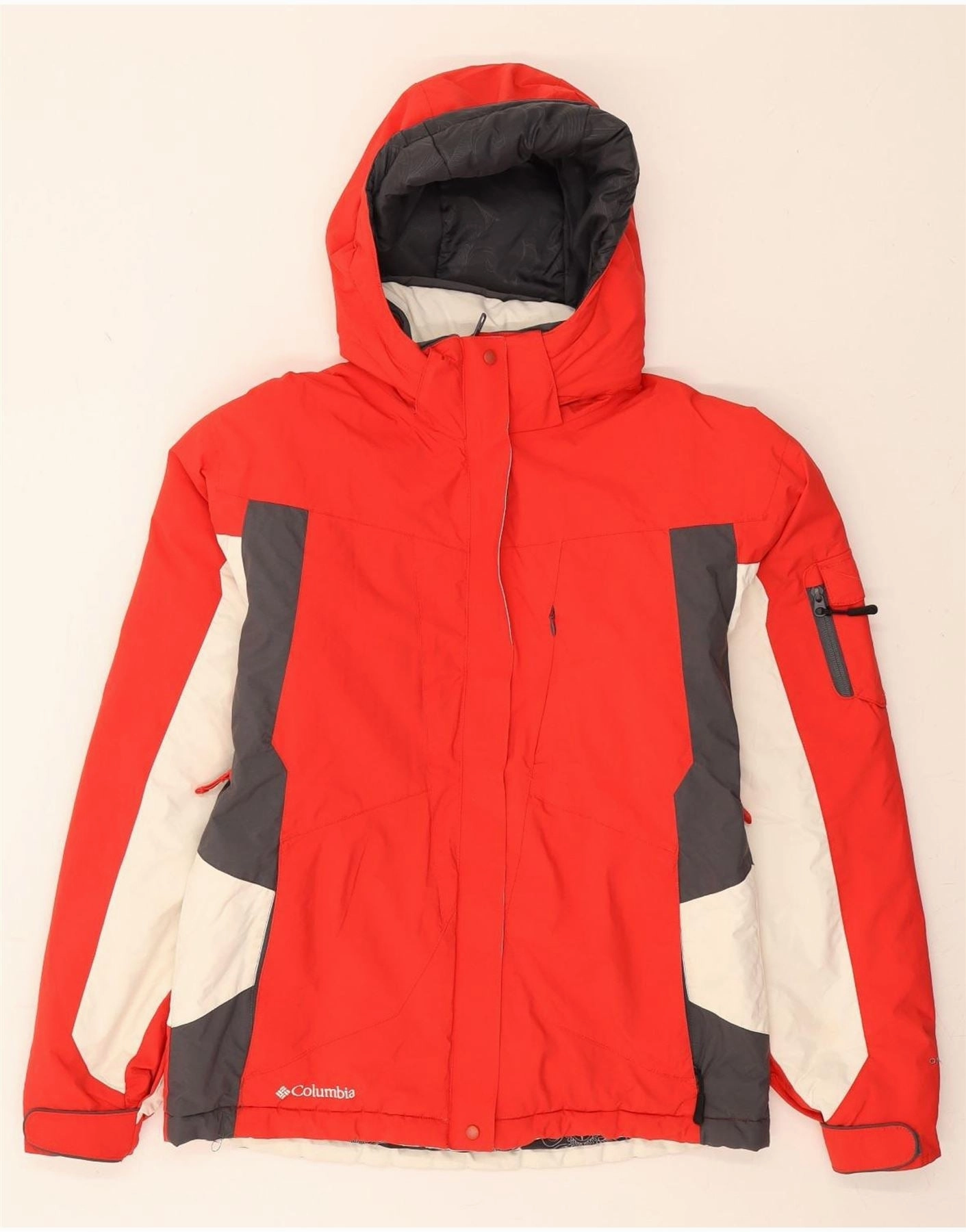 COLUMBIA Boys Hooded Windbreaker Jacket 15-16 Years Red Colourblock Express Celebrate