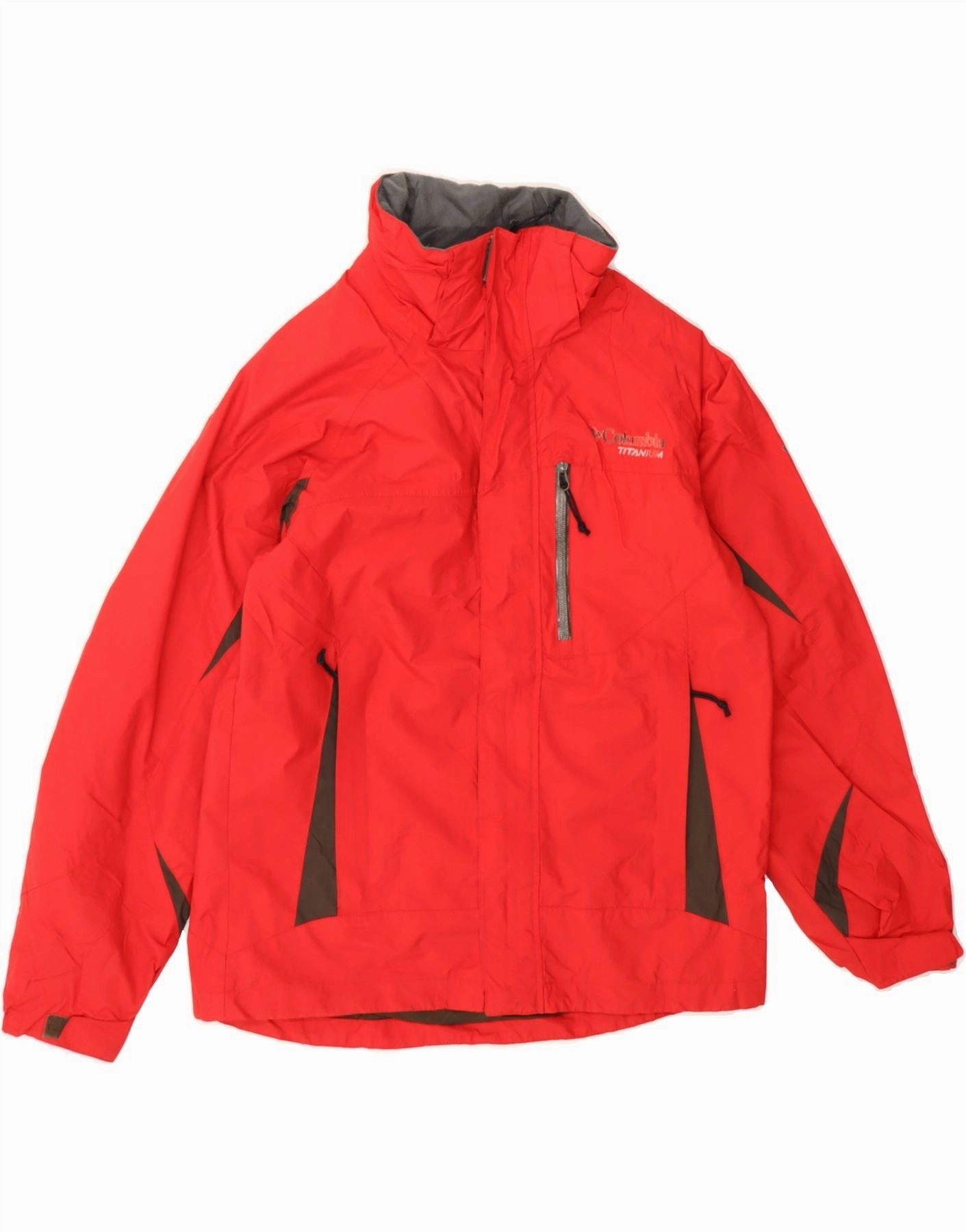 Tech Style COLUMBIA Boys Titanium Windbreaker Jacket 14-15 Years Red Colourblock