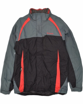 Ideal Side Pockets COLUMBIA Boys Windbreaker Coat 15-16 Years Grey Colourblock Nylon