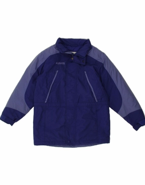 Collarless COLUMBIA Boys Windbreaker Jacket 10-11 Years Blue Colourblock