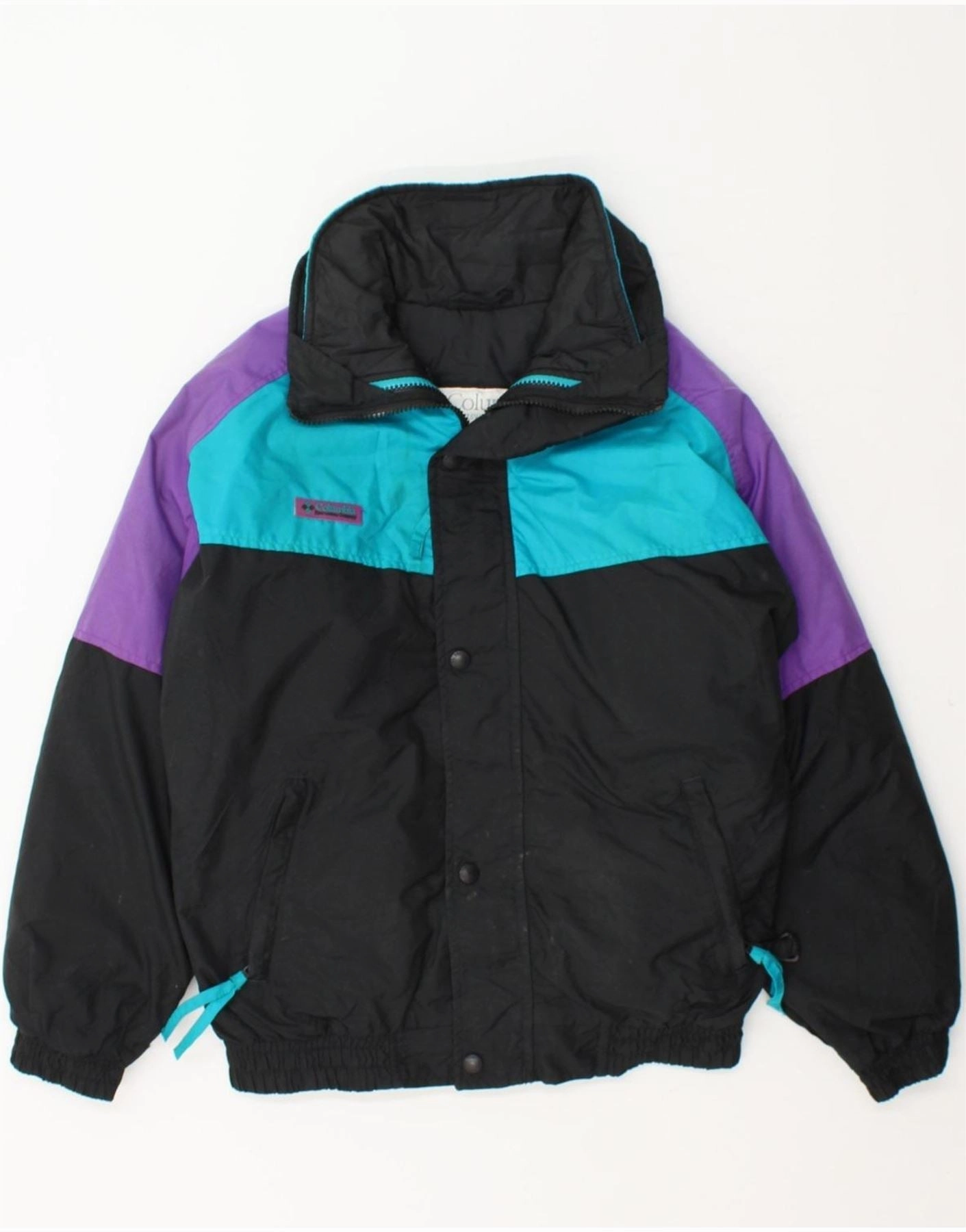 Cozy Outerwear COLUMBIA Boys Windbreaker Jacket 13-14 Years Large Black Colourblock Nylon