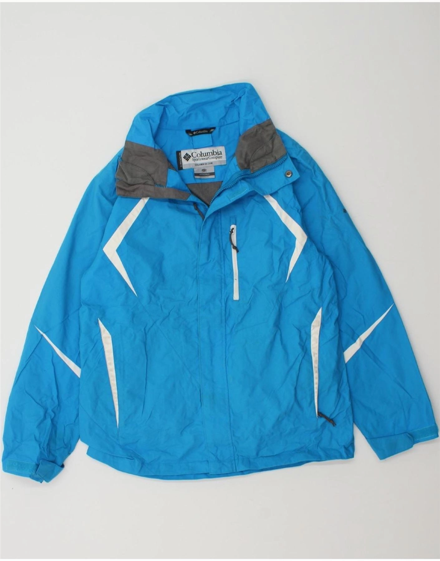 COLUMBIA Boys Windbreaker Jacket 14-15 Years Blue Colourblock Nylon Danger