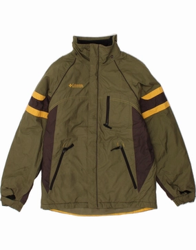Fearlessness COLUMBIA Boys Windbreaker Jacket 14-15 Years Khaki Colourblock Polyester