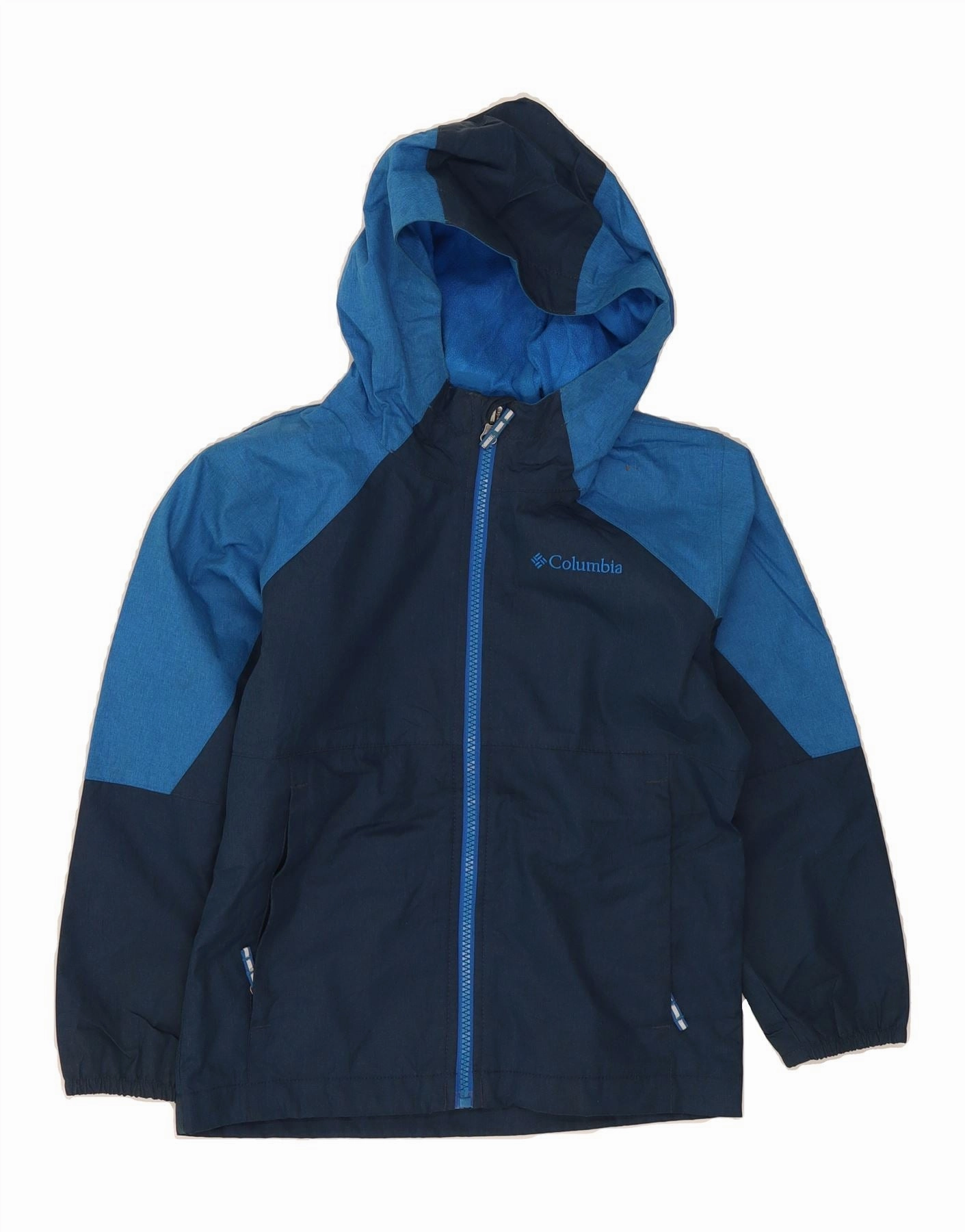 COLUMBIA Boys Windbreaker Jacket 6-7 Years XS  Navy Blue Colourblock Light Insulation Experiment