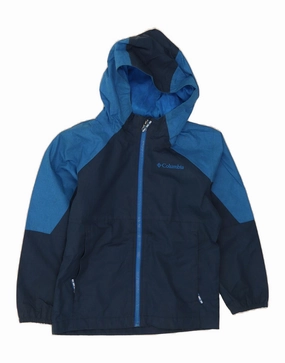 COLUMBIA Boys Windbreaker Jacket 6-7 Years XS  Navy Blue Colourblock Light Insulation Experiment