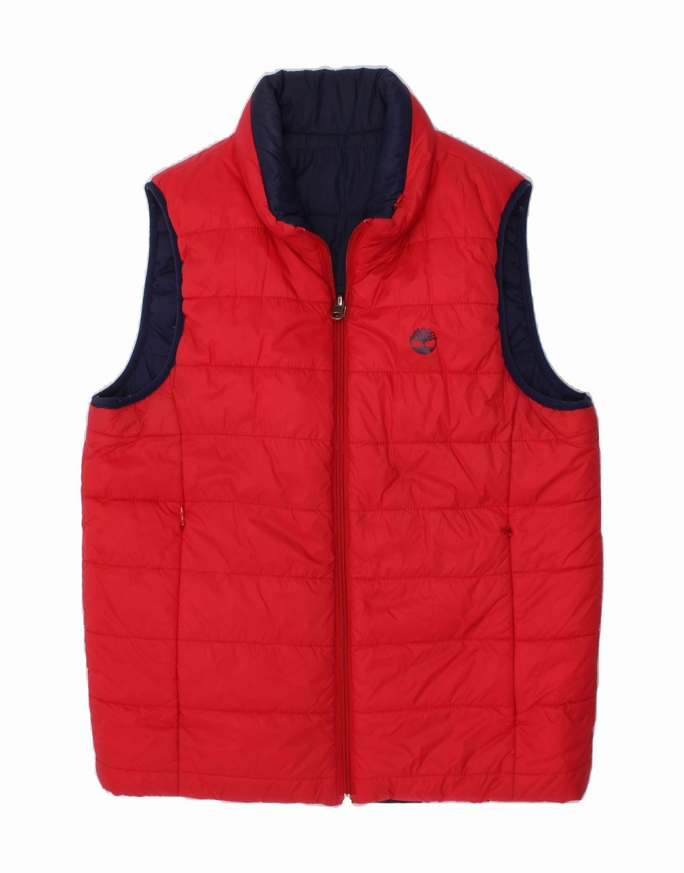 Trendy Protection TIMBERLAND Boys Reversible Padded Gilet 13-14 Years Small Red Polyester