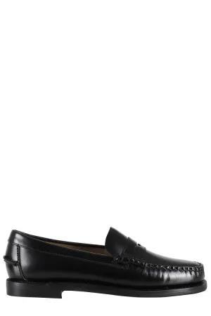 Comfortable Slip-on Style Chic Design Classic Dan Almond-Toe Full-Grain Brushed Leather Loafers
