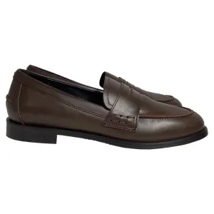 Aeyde Oscar Penny Loafers in Brown  Calf Leather Waxed Laces Timeless Comfort