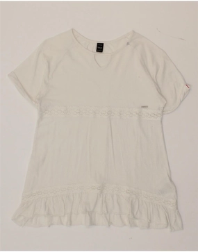 REPLAY Girls A-Line Dress 7-8 Years White Cotton Sophisticated cocktail dress