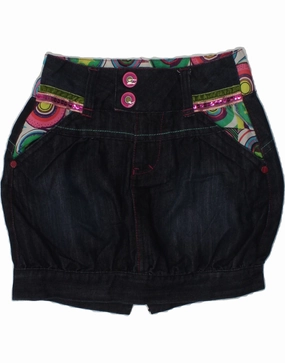 DESIGUAL Girls Denim Bubble Skirt 7-8 Years W22  Navy Blue Cotton Clear Blush