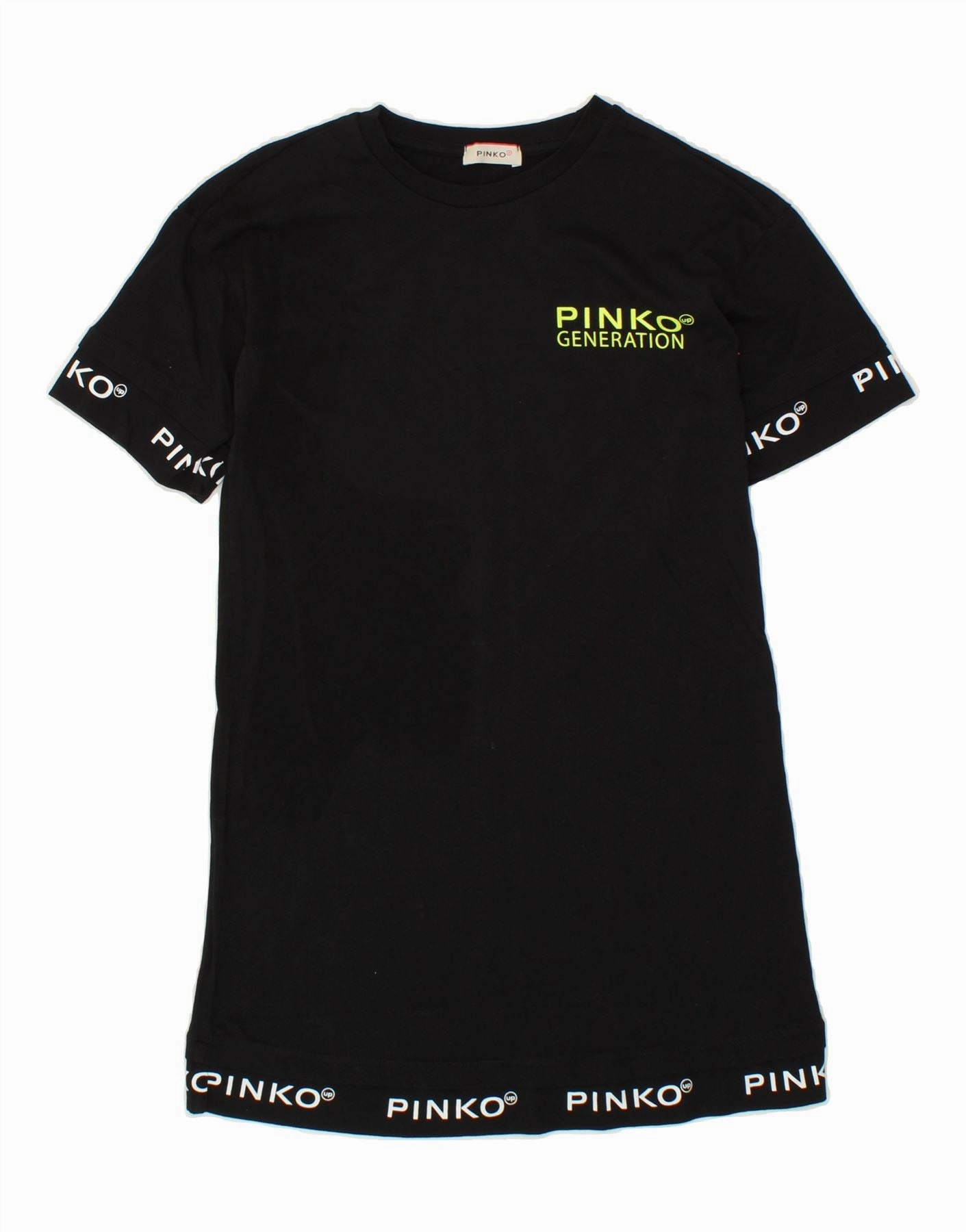 PINKO Girls Graphic T-Shirt Dress 8-9 Years Black Cotton Classic Look garden wedding
