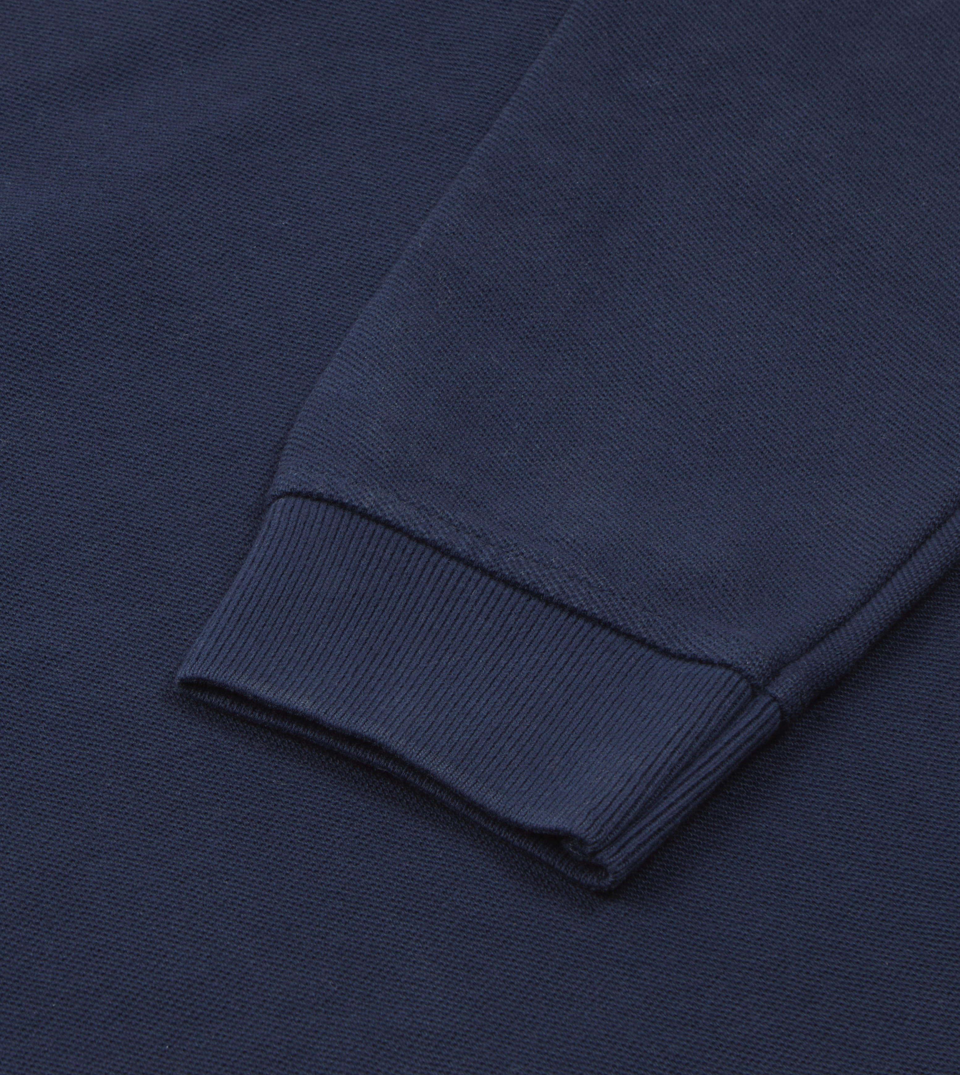 Navy Pique Cotton Long-Sleeve Polo Shirt Cozy And Warm