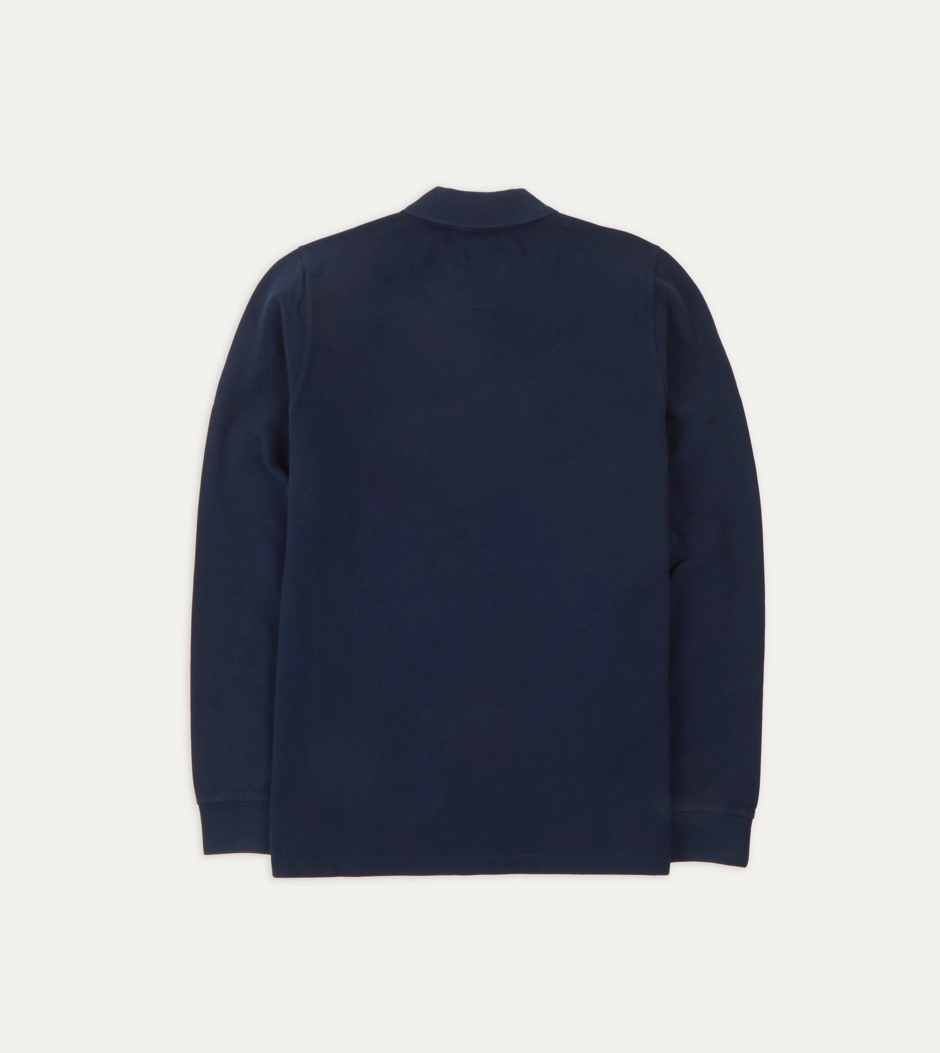 Outdoor Comfort goes with boots Navy Pique Cotton Long-Sleeve Polo Shirt