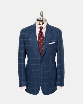 Made-in-Canada Medium Blue with Light Blue Windowpane Sport Coat Stylish Office Look