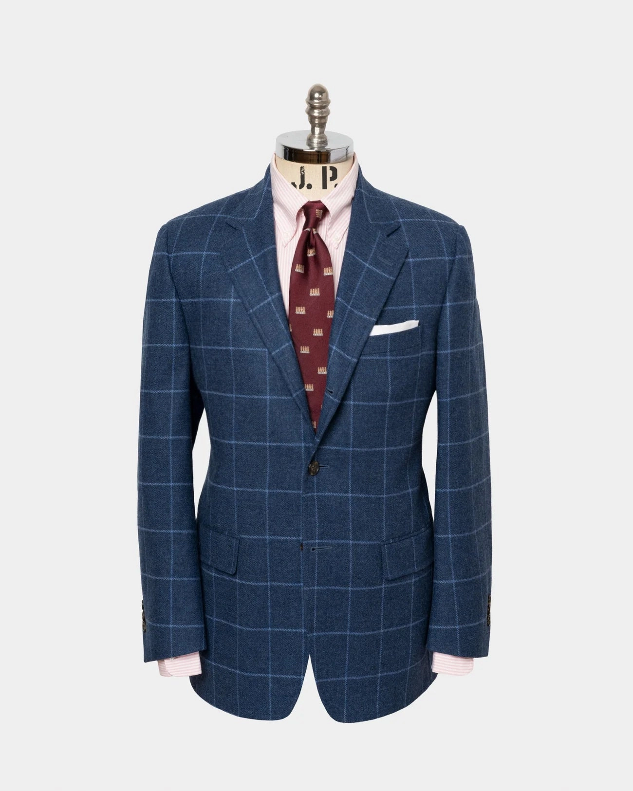 Made-in-Canada Medium Blue with Light Blue Windowpane Sport Coat Stylish Office Look