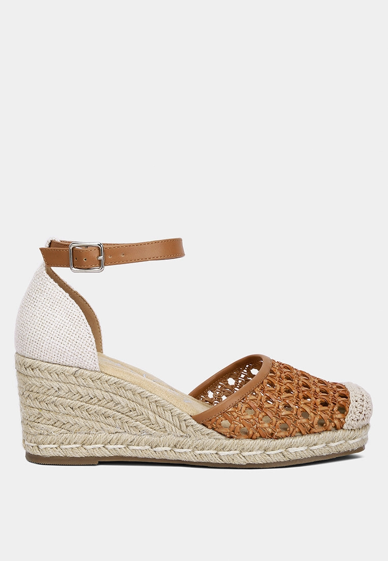 Secure Rise mason pin buckle wedge heel espradilles