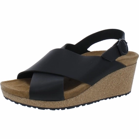 Samira Ring-Buckle Womens Leather Footbed Wedge Sandals Toe Ease Energy Boost