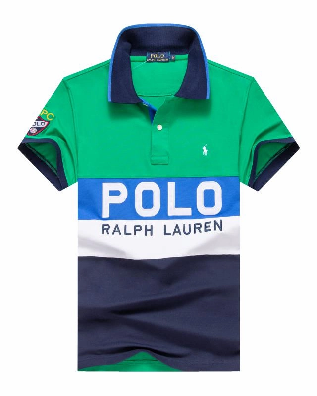 PRL Green Multi Small Pony Short Sleeve Men Polo Natural Fiber Blend layerable