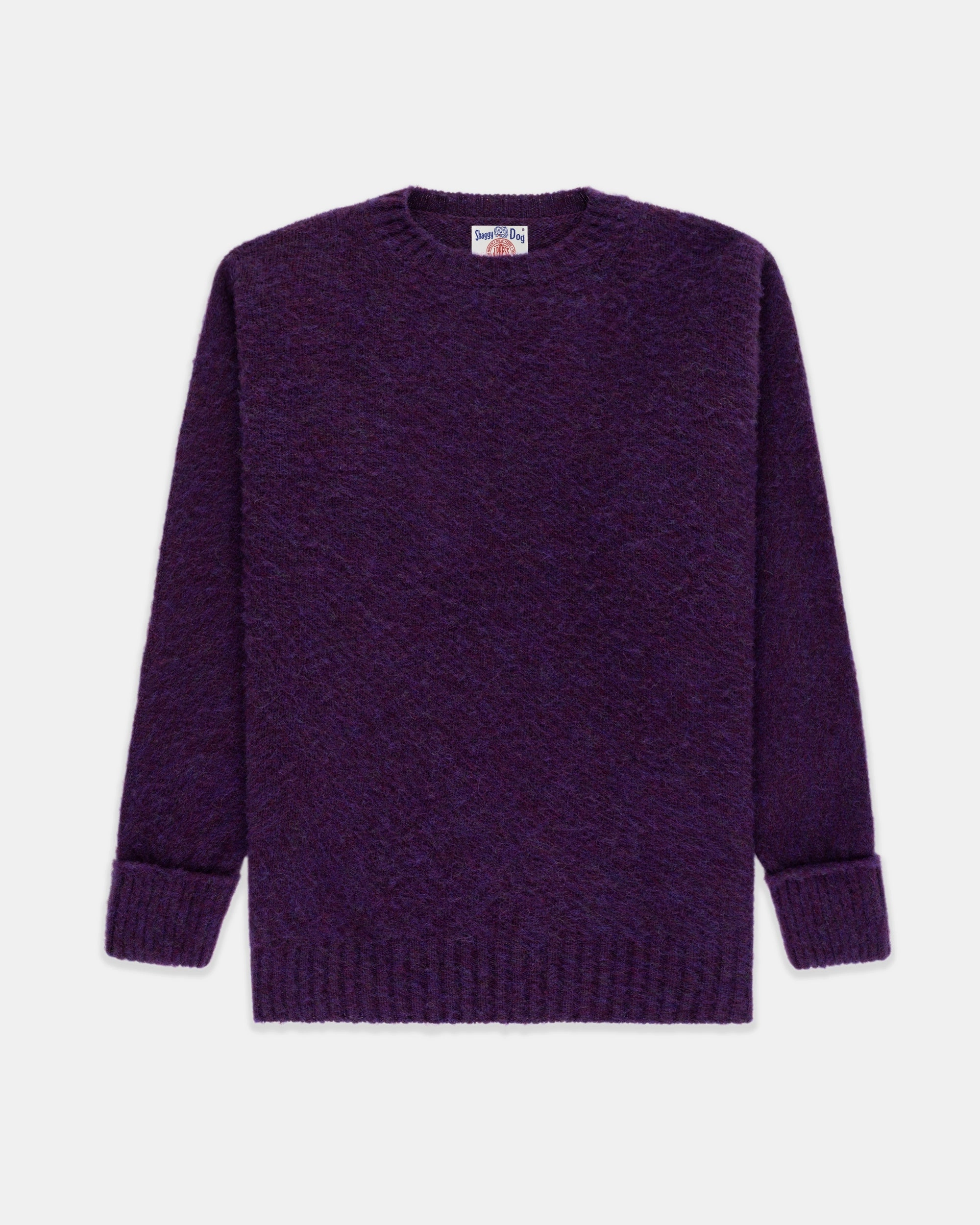 Made-in-Scotland Purple Shaggy Dog Sweater - Classic Fit Winter Knitwear Layering Knit