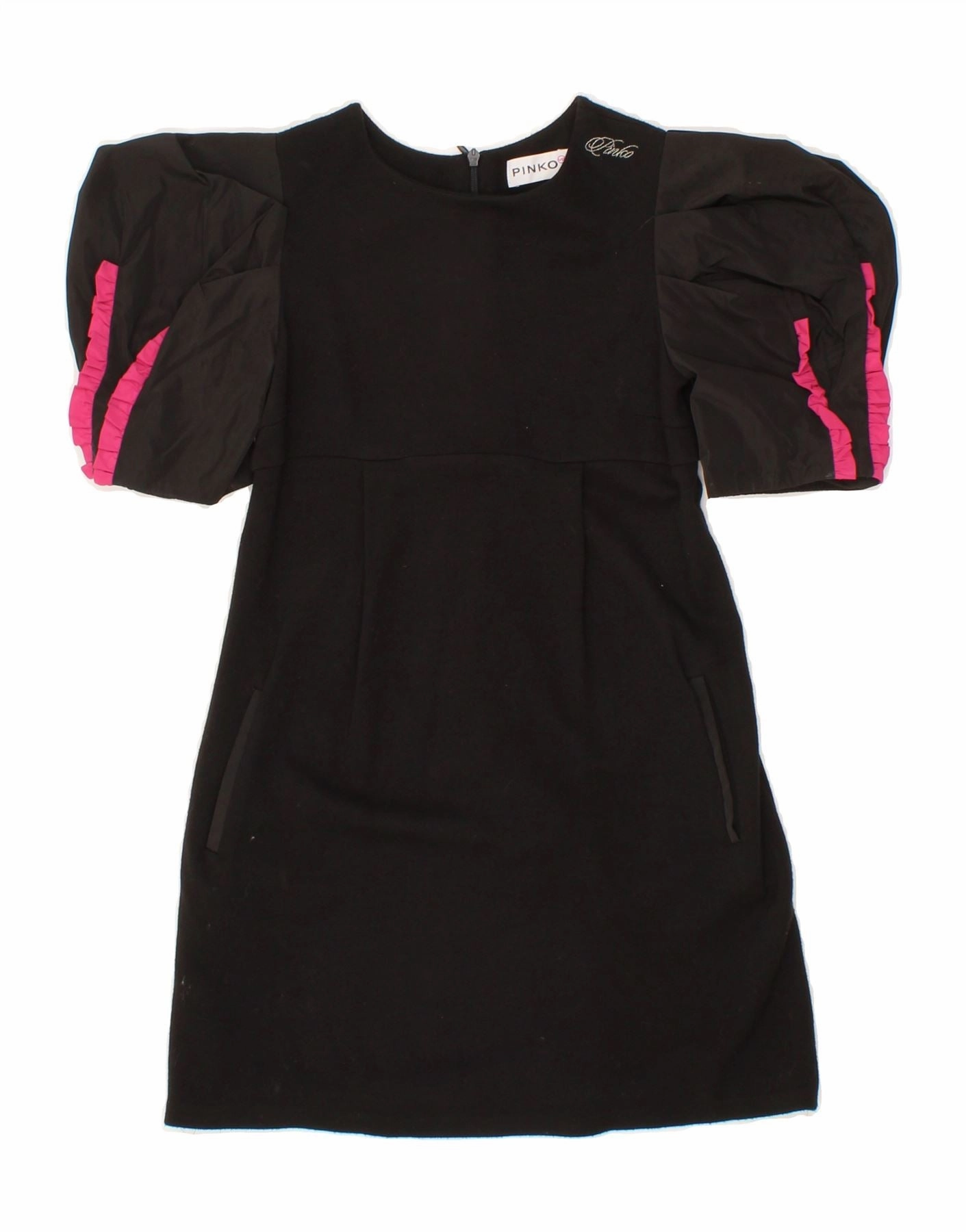 PINKO Girls A-Line Dress 7-8 Years Medium Black Rayon Matte-Lining Stylish Pick