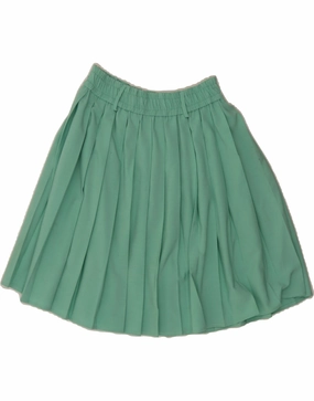 VINTAGE Girls Knife Pleated Skirt 15-16 Years W24  Green Polyester Urban Style Calm Shine