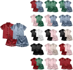 Comfy Button Up Pajamas for Women Set Short Sleeve Short Pants Ladies Pajamas Ice Silk Thin Spring Summer Sleepwear