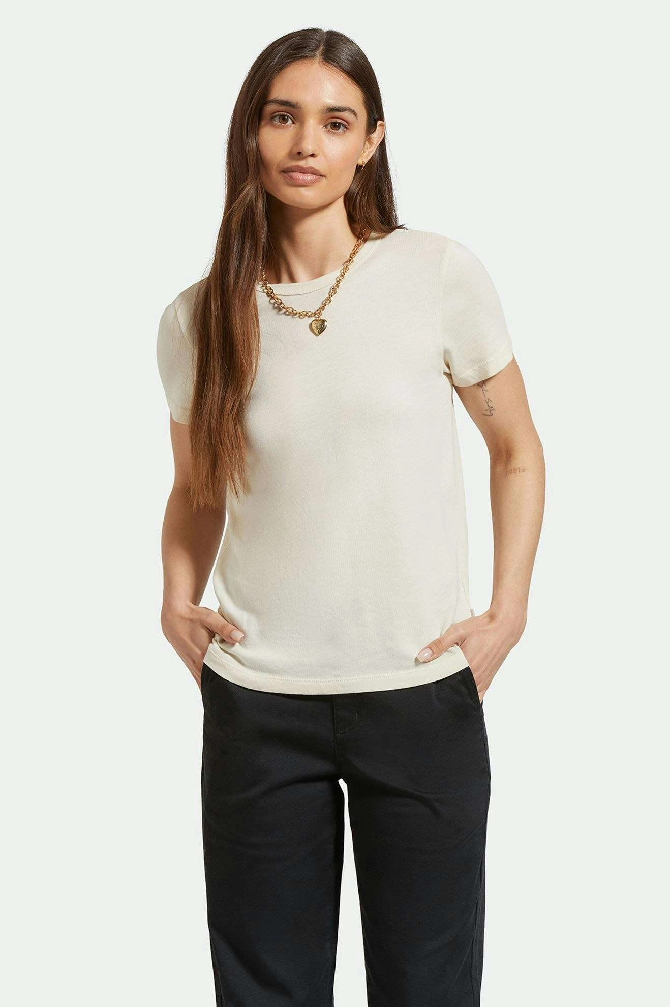 Carefree Organic Garment Dye Perfect Pocket T-Shirt - White Smoke Premium Comfort