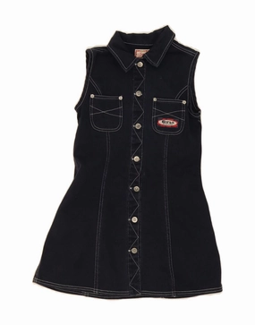 Smart Outfit Date Vibe VINTAGE Girls Sleeveless Denim Dress 9-10 Years Navy Blue Cotton