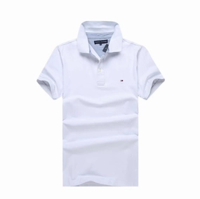 Chilly Day Wear Teenager fashion Cotton-piqu?? polo Tommy Hilfiger Polo White Plain shirt with logo undercollar