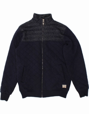 JACK & JONES Boys Bomber Jacket 15-16 Years Large Navy Blue Argyle/Diamond Premium Fit Layer Look