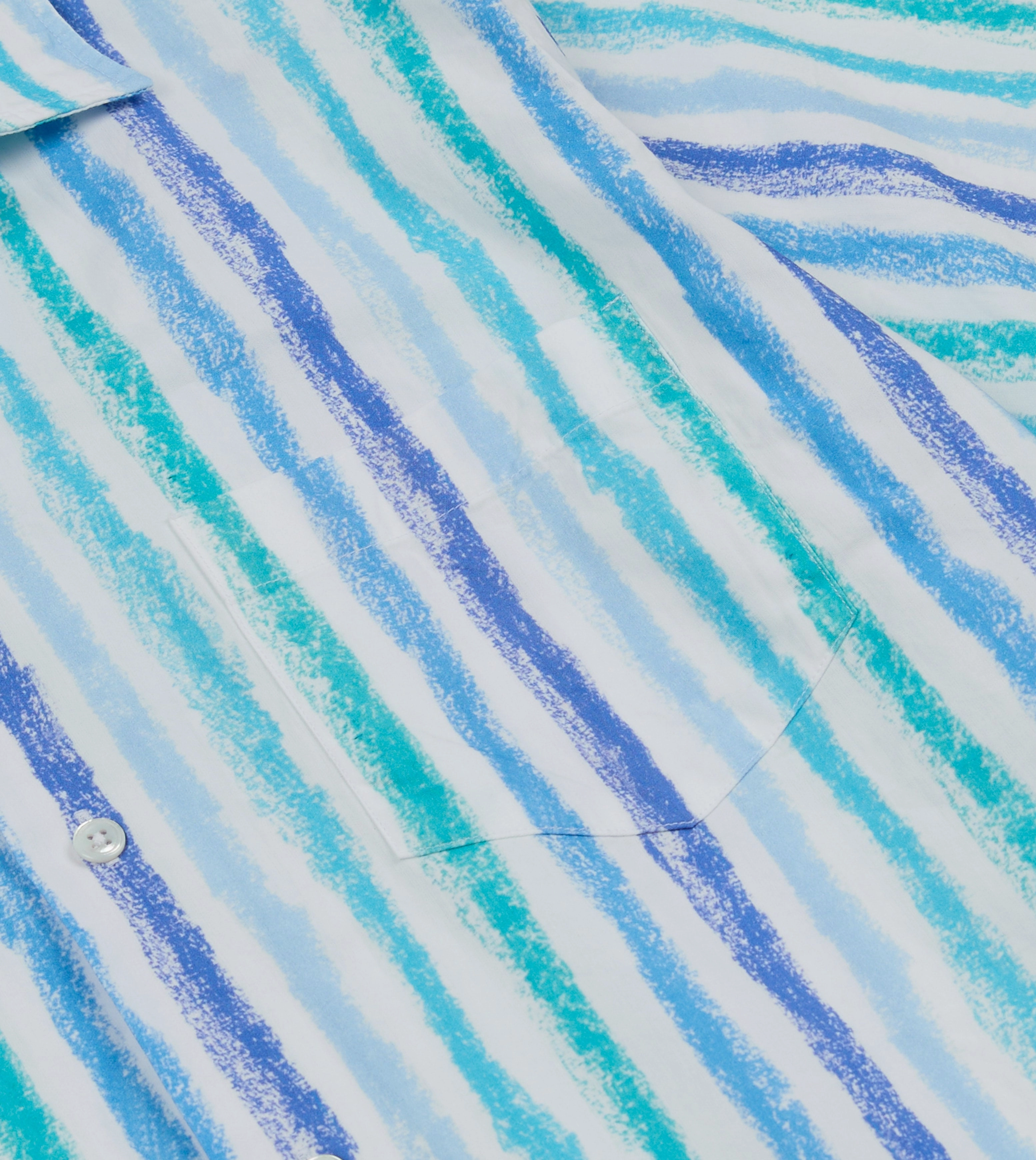Adjustable Hem Michael McGregor for Drake's Stripe Camp Collar Shirt