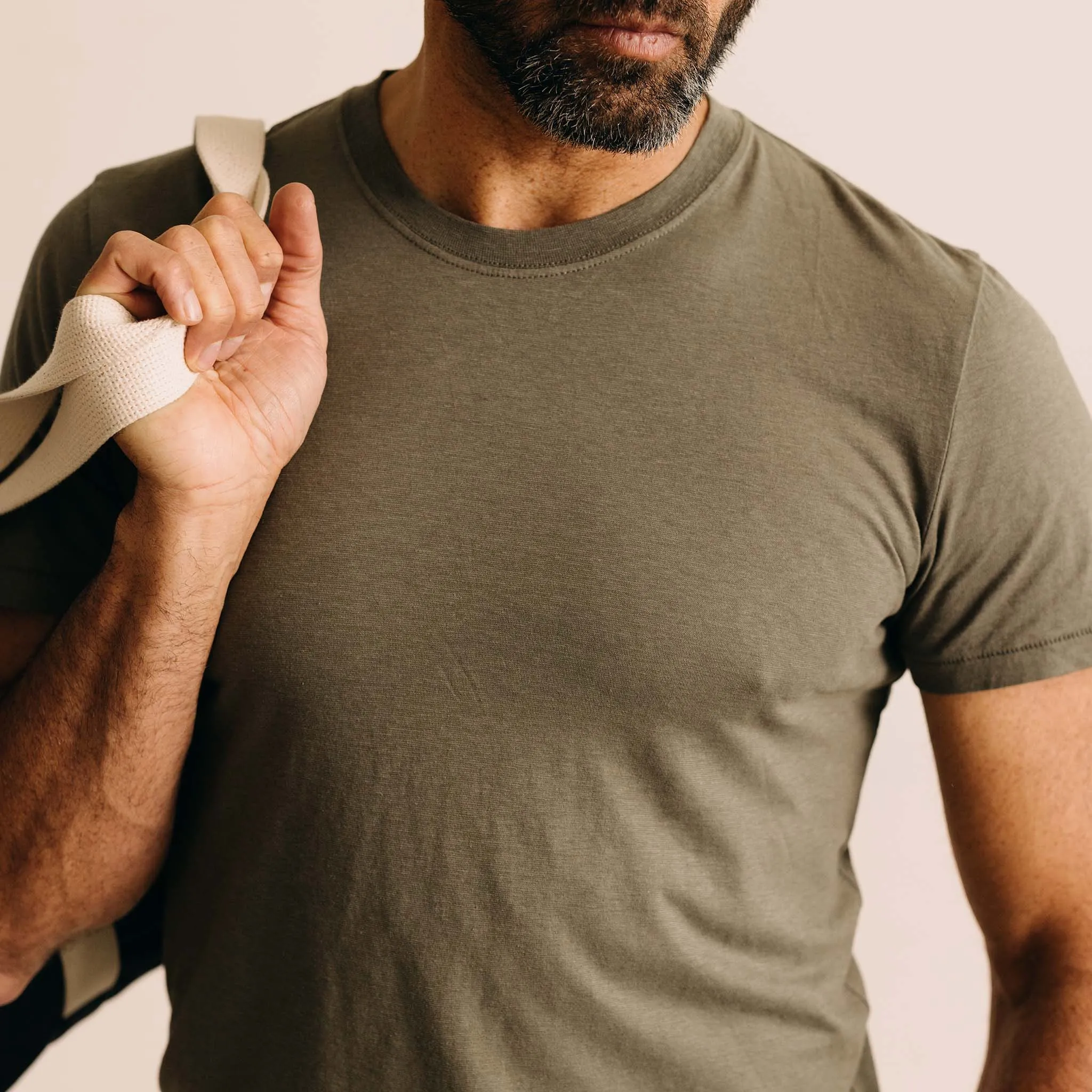 The Cotton Hemp Tee in Olive Garment Dyed Effortless Layer