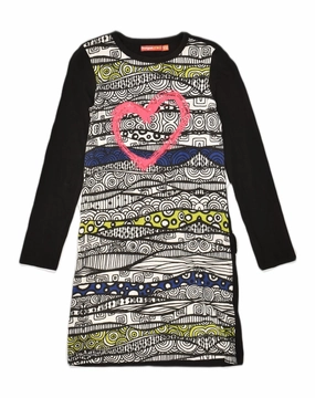 Low Key DESIGUAL Girls Crazy Pattern Basic Dress 9-10 Years  Black Geometric