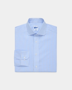 mix and match Light Blue Check Spread Collar Dress Shirt - Trim Fit