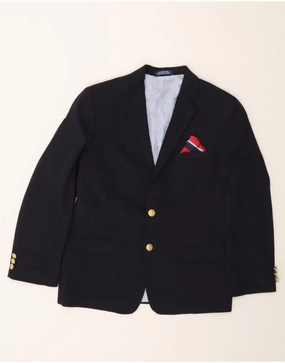 IZOD Boys 2 Button Blazer Jacket 13-14 Years Navy Blue Polyester fishermen