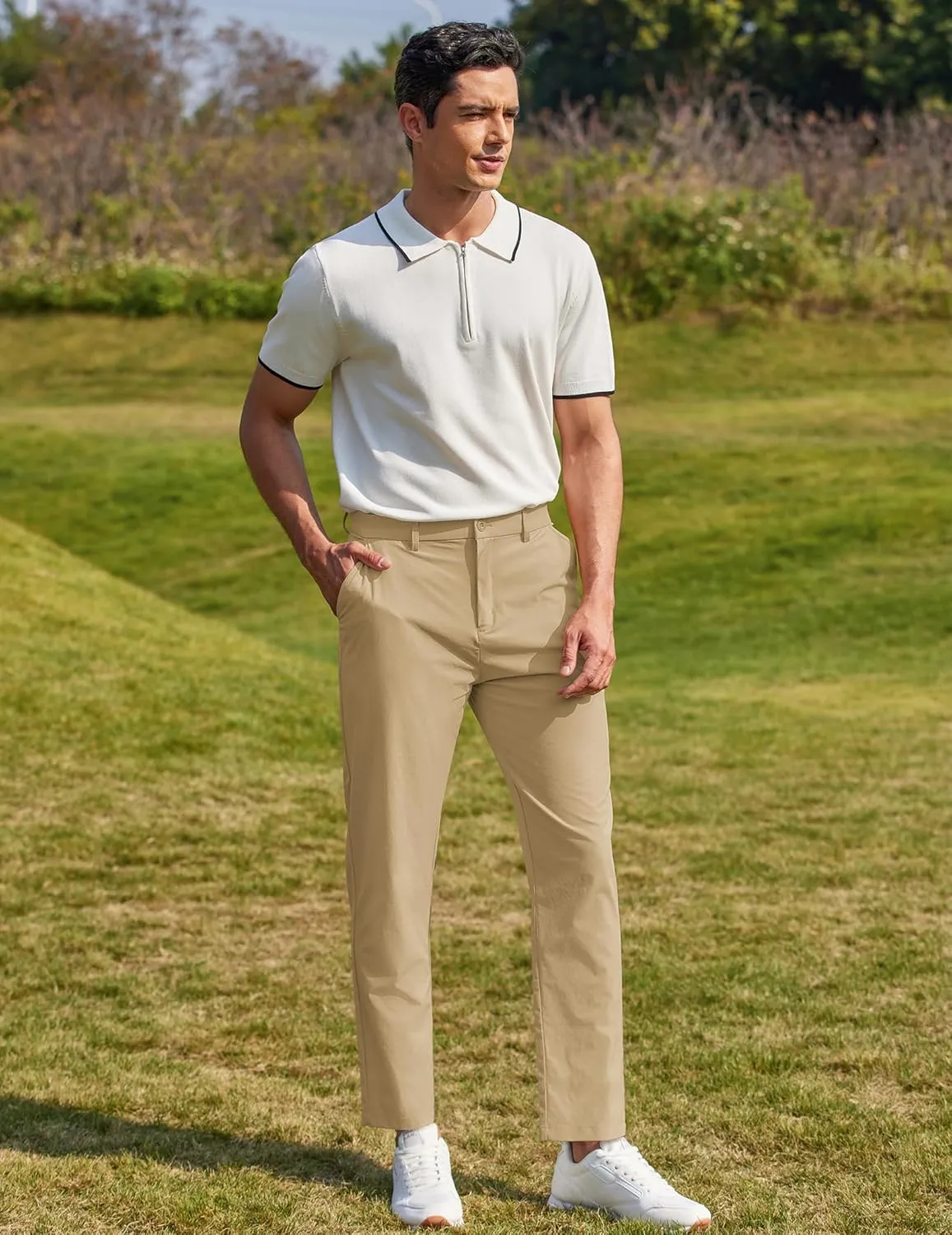 COOFANDY Men Golf Stretch Pant Casual Slim Fit Pant Lightweight Sweatpants with Pocket