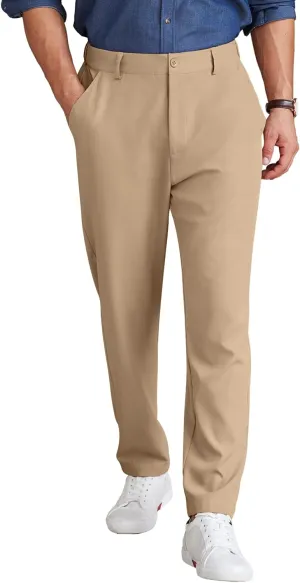 COOFANDY Men's Chino Pants Relaxed Fit Elastic Waist Basic Flat Front Drawstring Casual Pants