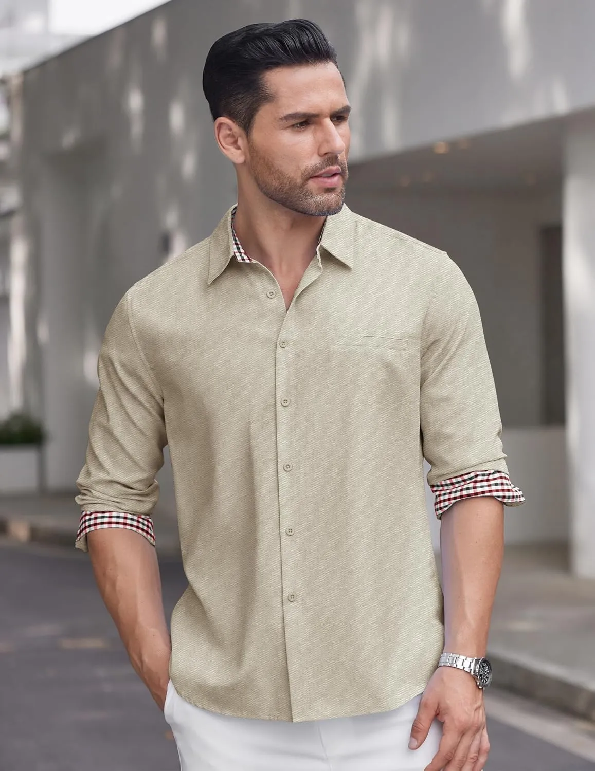 COOFANDY Men's Oxford Dress Shirts Long Sleeve Button Down Shirt Business Casual Shirt
