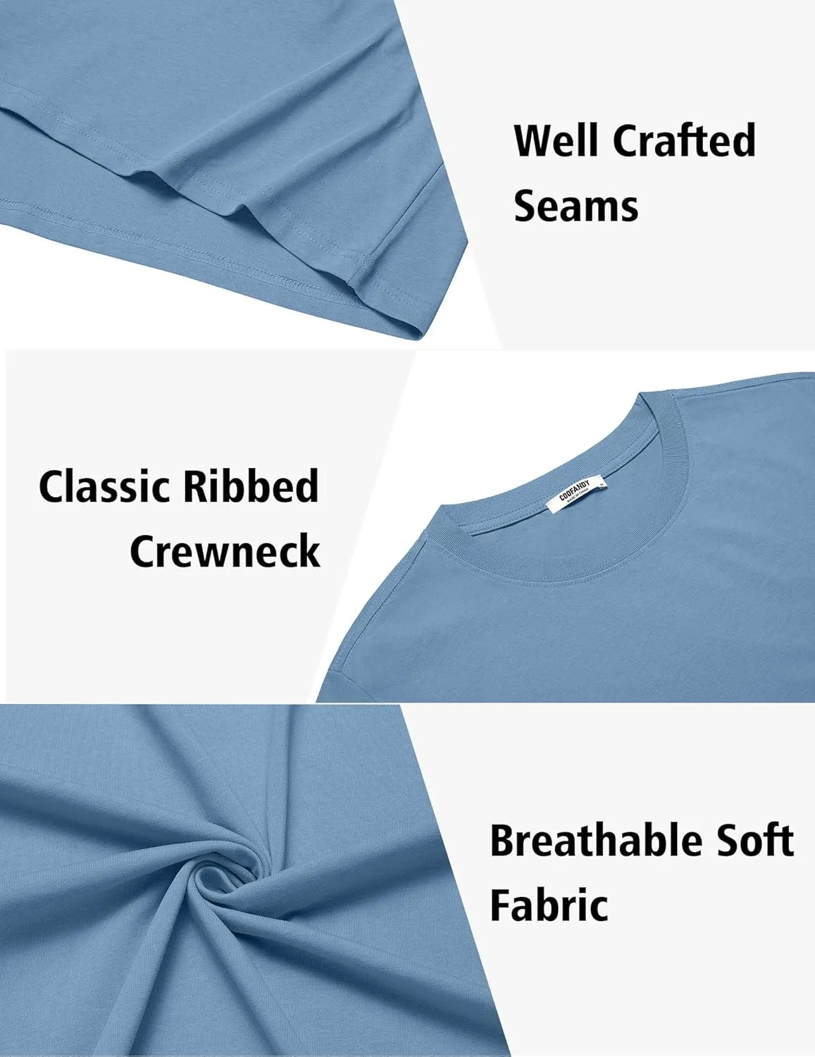 COOFANDY Mens T-Shirts 100% Cotton Heavyweight Premium Short Sleeve Shirt Crew Neck Basic Tshirt
