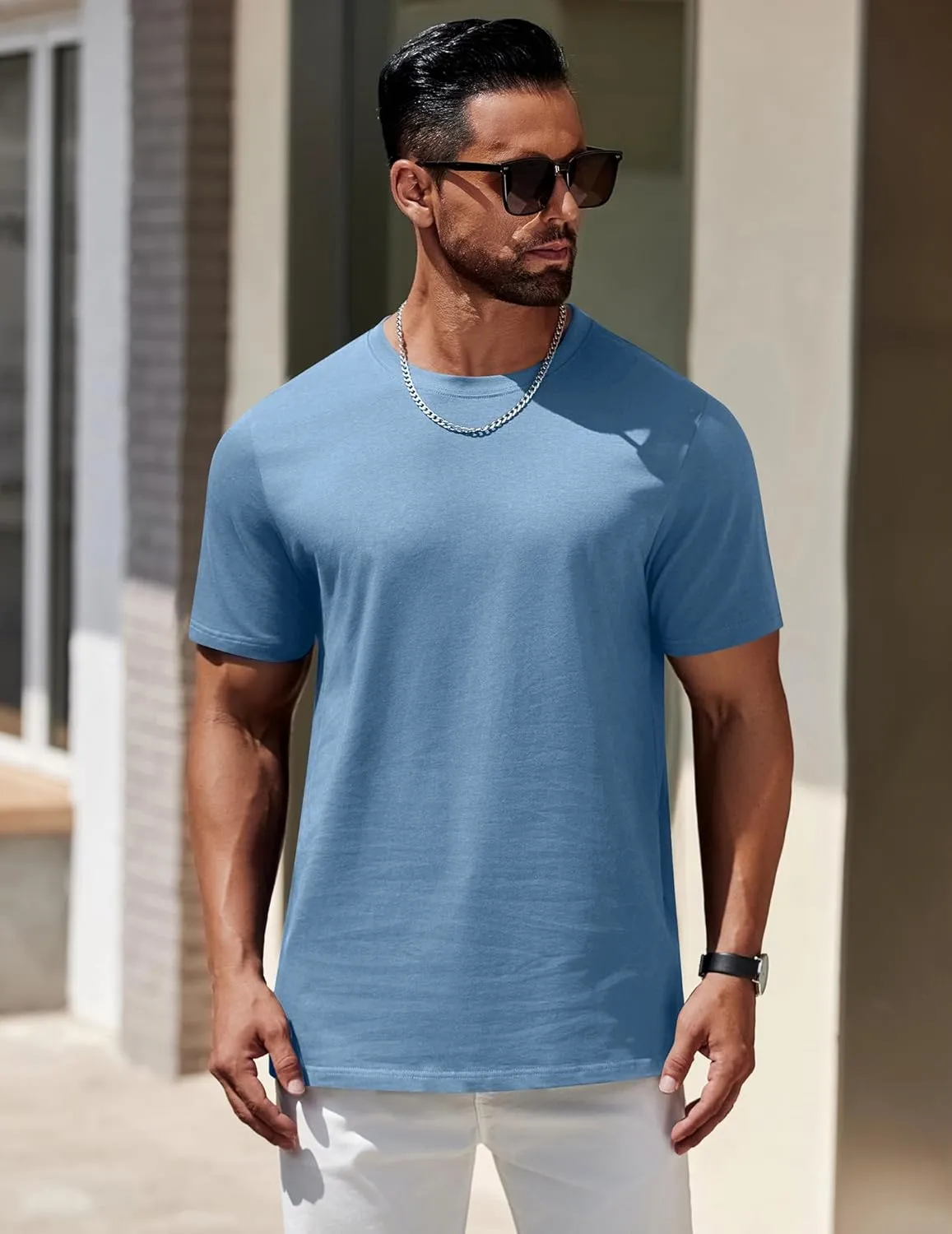 COOFANDY Mens T-Shirts 100% Cotton Heavyweight Premium Short Sleeve Shirt Crew Neck Basic Tshirt