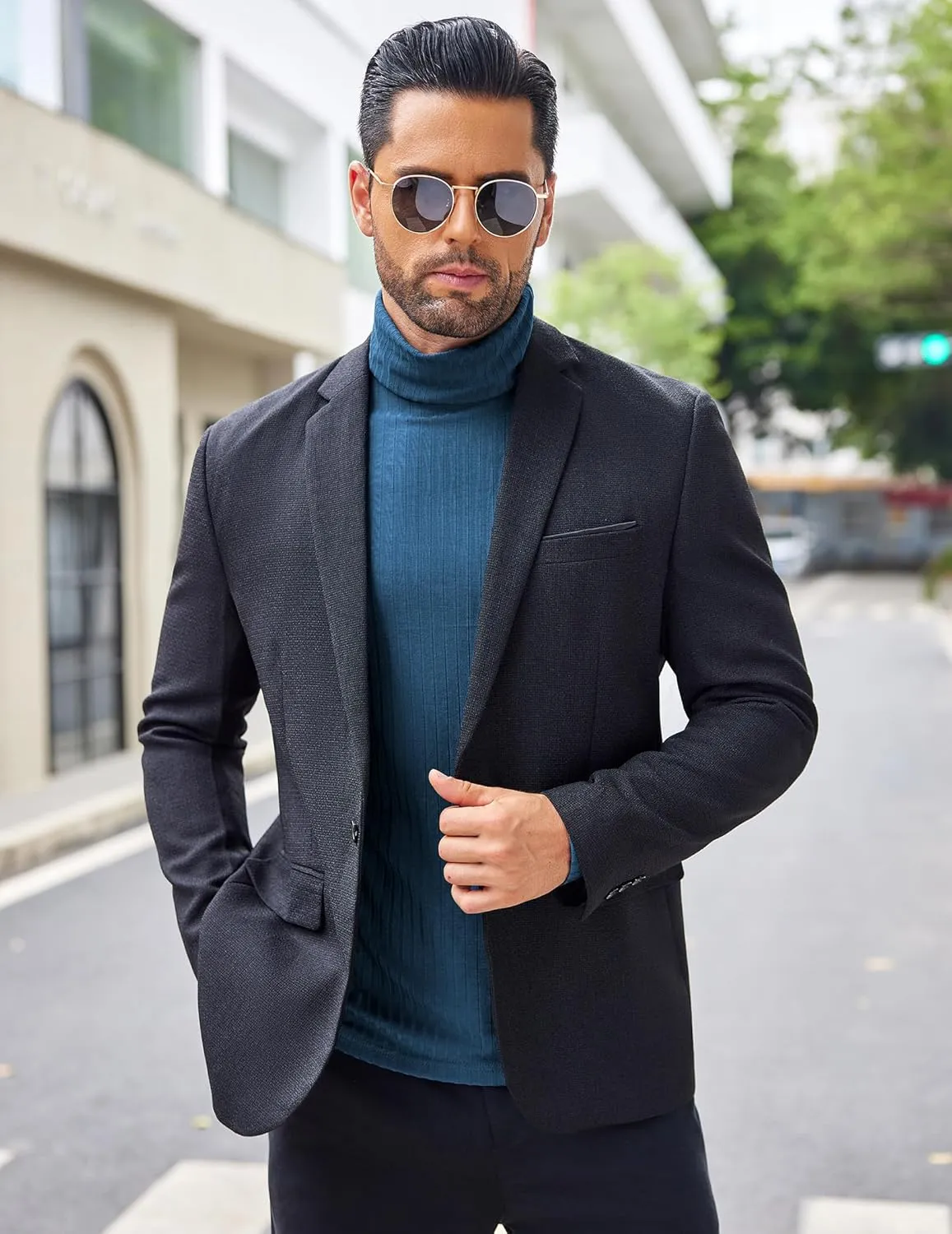 COOFANDY Men's Turtleneck Sweater Slim Fit Lightweight Basic Ribbed Sweaters
