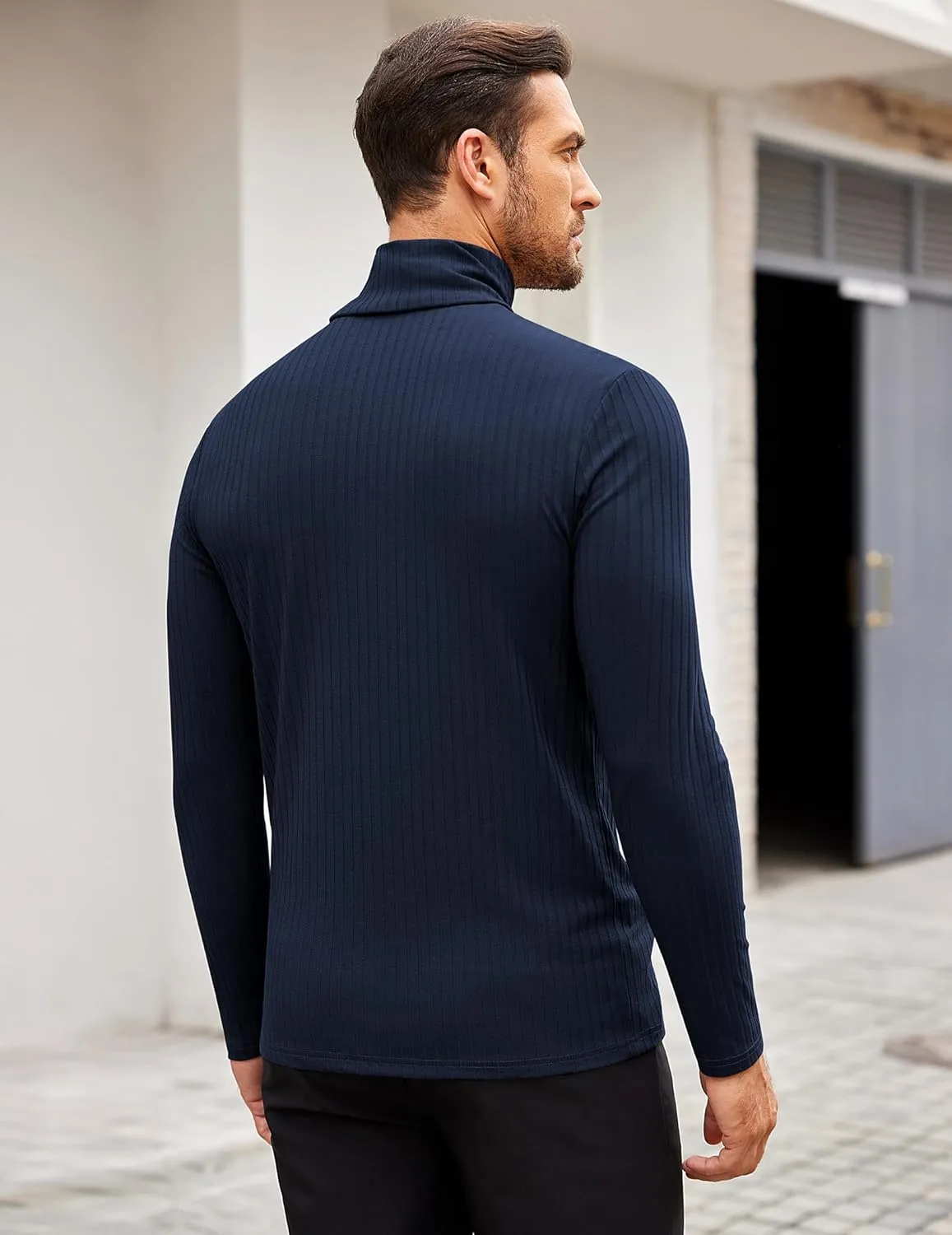 COOFANDY Men's Turtleneck Sweater Slim Fit Lightweight Basic Ribbed Sweaters
