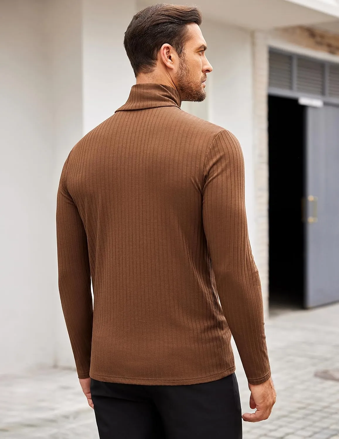 COOFANDY Men's Turtleneck Sweater Slim Fit Lightweight Basic Ribbed Sweaters