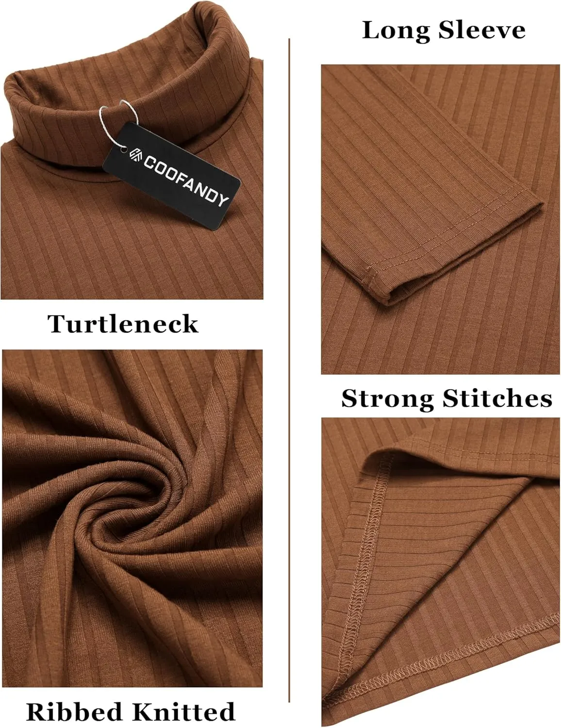 COOFANDY Men's Turtleneck Sweater Slim Fit Lightweight Basic Ribbed Sweaters