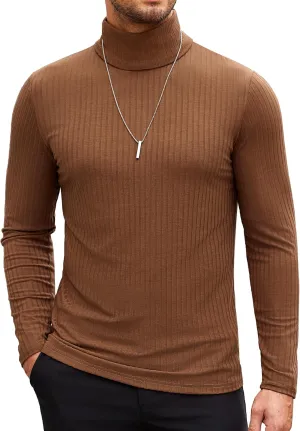 COOFANDY Men's Turtleneck Sweater Slim Fit Lightweight Basic Ribbed Sweaters